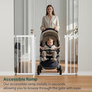 Cumbor 29.7-48" Baby Gate for Stairs, Mom's Choice Awards Winner-Dog Gates for Doorways, Auto Close Safety Pet Gate for Dogs Indoor, Easy Install Pressure Mounted Child Gate with Walk Thru Door, White by TinyTreasures Baby Boutique
