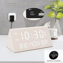 Kogonee Wooden Digital Alarm Clock, 0-100% Dimmer, 2 Alarm Settings, Weekday/Everyday Mode, 9 Mins Snooze, 12/24H, Temperature and Date Display for Office, Travel, Bedroom Alarm Clock (White) by CozyNest Decor