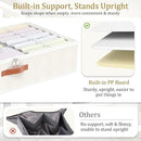 Yawinhe Under Bed Storage Containers, 4 Pack, Bin with Lids, Collapsible Closet Organizers, with Sorting Card Slot and 4 Leather Handles, for Blanket, Bedding, 31.5''Lx15.7''Wx6''H, Beige by CozyNest Decor