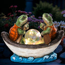 Solar Turtles Boating Garden Statue with Ball Light 5.5" Resin Turtle Figurines Outdoor Statues for Garden Patio Porch Yard Lawn Women Kids Men by GreenHaven Gardens