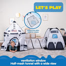 JOYIN White Rocket Ship Pop up Play Tent with Tunnel and Playhouse Kids Indoor Outdoor Spaceship Tent Set by TinyTreasures Baby Boutique