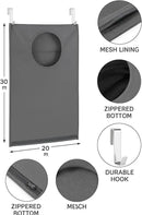 Hanging Laundry Hamper Bag – Space-Saving Dirty Clothes Storage with Free Adjustable Stainless Steel Over-the-Door Hooks & Suction Cup Hooks – Ideal for bathrooms, bedrooms & dorms (2, Gray) by CozyNest Decor