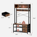 Lulive Hall Tree with Bench and Shoe Storage, 31.5" Coat Rack Freestanding with 2-Tier Storage Shelf, 6-in-1 Entryway Bench Coat Rack with 12 Hooks and 3 Drawers(Rustic Brown) by CozyNest Decor