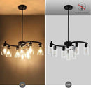 9-Light Black Modern Chandeliers for Dining Room, Adjustable Height Farmhouse Kitchen Island Lighting, Industrial Hanging Light Fixtures for Living Room Bedroom, Clear Glass Shade by CozyNest Decor