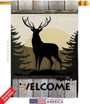 Welcome Deer House Flag Eagle Set Animals Wildlife Outdoor Bear Wolf Pet Nature Farm Animal Creature Small Decorative Gift Yard Banner Double-Sided Made In USA 28 X 40 by GreenHaven Gardens