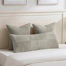Fancy Homi Set of 2 Neutral Grey Boho Long Lumbar Body Decorative Throw Pillow Cover 14x36 Inch for Bed Couch Bedroom Bench, Soft Patchwork Corduroy Textured Pillow Case, Rustic Farmhouse Room Décor by CozyNest Decor