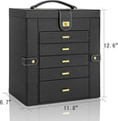 AKOZLIN Huge Jewelry Box Organizer Functional Lockable, Large Leather Jewelry Storage Case for Women Girls Ring Necklace Earring Bracelet Holder Organizer with Mirror by TinyTreasures Baby Boutique