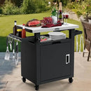 NUUK Grill Carts Outdoor with Enclosed Cabinet and Storage Drawer, Portable Patio Bar Cart with Wheels Stainless Steel Kitchen Storage Island 20" x 30" Rolling Prep Station for BBQ, Deck, Backyard by CozyNest Decor
