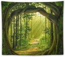 FENDROM Enchanted Forest Tapestry Nature Sunshine Lanscape Green Tree Cave Tapestries Wall Hanging For Living Room Bedroom Home Decorations by CozyNest Decor