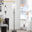 Black Floor Lamps for Living Room Adjustable Height Standing Lamp Modern Tall Pole Lamps for Bedroom Office with White Linen Shade 3 Color Temperature 9W LED Bulb Included by CozyNest Decor