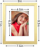 Vittanly 8x10 Picture Frames Set of 9, Shatter Resistant Plexiglass, Display 5x7 Pictures with Mat or 8x10 without Mat, Photo Frames for Wall or Tabletop, Engineered Wood, Gold by CozyNest Decor