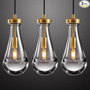 Raindrop Pendant Lights Set of 3, Pendant Lights Kitchen Island 3 Pack, Teardrop Glass Pendant Lights for Bedroom Bathroom, Island Lights, Chandelier for Living Room Hallway, Bulb Included by CozyNest Decor