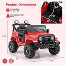 Costzon 12V Kids Ride on Truck Car, Electric Vehicle w/Remote Control, Threaded Wheels, 3 Speeds, LED Lights, Music, Horn & Wireless Connection, Battery Powered Ride on Toy for Boys & Girls 3+ (Red) by TinyTreasures Baby Boutique