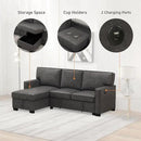 EBELLO Convertible Sleeper Sofa 3 in 1, Faux Leather Modern L-Shaped Couches for Living Room, Pull Out Sectional Futon Sofa Bed with Storage Space, USB Ports and Cup Holders for Bedroom by CozyNest Decor