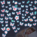 Glow in The Dark Butterfly Flower Wall Decals Glowing Luminous Butterflies Removable Self-Adhesive Wall Stickers for Girls Bedroom Nursery Living Room Decor 4 Sheets (Butterfly 2) by CozyNest Decor