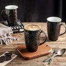 AmorArc Large Coffee Mugs Set of 6, 20oz Ceramic Tall Coffee Mugs Set with Textured Geometric Patterns for Coffee/Tea/Beer/Hot Cocoa, Dishwasher & Microwave Safe, Black&Beige by CozyNest Decor