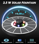 Solar Fountain Glass Panel with 2200 mah Battery, 3.5W Floating Solar Water Fountain with 4 Fixed Rods, Solar Fountain Pump for Bird Bath, Garden, Pond, Pool, Outdoor-Colorful Lights by GreenHaven Gardens
