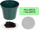 40 Pack 4 Inch Plastic Nursery Pots with Mesh Pad, Thick Sturdy Plastic Plant Pots with Drainage Holes Indoor/Ourdoor Flower Planter Pots, Green by GreenHaven Gardens