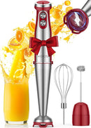 KOIOS Immersion Blender, 1000W Anti-scratch 3-in-1 Hand Blender, Upgraded 12 Speed Stainless Steel Blade Stick Blender with Turbo Mode, Whisk and Milk Frother, Non-BPA, Red by TinyTreasures Baby Boutique