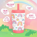 Kid Insulated Stainless Steel Tumbler with Silicone Straw, 12oz Sippy Cup for Kids (Sweet Rainbows) by TinyTreasures Baby Boutique