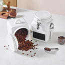 Ceramic Coffee Canister with Airtight Lid and Scoop, Large 74 Fl Oz / 2.2 L Kitchen Food Storage Container Jar for Grounds Coffee, Beans, Tea, Sugar, Flour, Cereal, Nuts, Cookie, White by CozyNest Decor