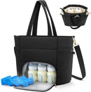 Diaper Bag Tote for Working Mom, Breastmilk Cooler Bag with Insulated Compartment, Breast Pump Tote Bag with Ice Pack for Cooler & 15‘’ Laptop Sleeve, Baby Bottle Cooler bag for Nursing, Work, Travel by TinyTreasures Baby Boutique