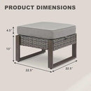 Outdoor Ottoman Wicker Patio Footrest - 2 Piece Wicker Footrest Footstools Set with Sturdy Frame,All-Weather PE Wicker, Thick Cushions for Deck Porch Garden(Mixed Grey/Grey) by CozyNest Decor