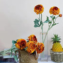 Artificial Flowers Ranunculus Long Stem Buttercup Silk Flowers 6 pcs for Home Decor and Wedding Decorations(Burnt Orange) by CozyNest Decor