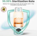 Portable Milk Warmer for Travel, 17oz Large Capacity Bottle, Fast Breastmilk Water Warmer On The Go with LCD Display, 98-158°F Temperature Adjustment, for Vehicle, Car, Airplane Journey by TinyTreasures Baby Boutique