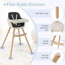 BABY JOY Baby High Chair, 3-in-1 Convertible Wooden Highchair for Babies & Toddlers, Infant Feeding Chair w/ 5-Point Safety Harness, Footrest, Adjustable Legs, Removable Tray & PU Cushion (Black) by TinyTreasures Baby Boutique