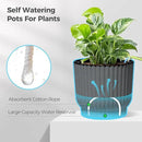 T4U 7 Inch Self Watering Pots for Indoor Plants, 4 Pack Gray Plastic Flower Pots for All House Plants, Flowers, African Violets by GreenHaven Gardens