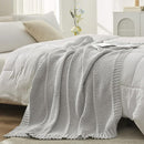 Amélie Home Chenille Knit Throw Blanket for Couch, Chevron Texture Decorative Soft Blanket for Sofa, Bed & Chair, 60"x80", Light Grey by CozyNest Decor