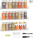 15 Inch Acrylic Spice Rack Wall Organizer Set of 3, Clear Acrylic Wall Shelf for Home Organizer, Floating Shelf for Bottle Display, Jars, Spice, Wine, Books, Toiletries by CozyNest Decor