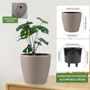 Dexceder 11x10 Inches Self Watering Planter Indoor Outdoor, Inner Pot Design, Thickened Table Flower Plant Pot with Water Level Indicator (Taupe Matte) by CozyNest Decor