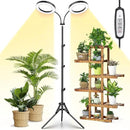 LORDEM Grow Light for Indoor Plants, Dual-Head Plant Light for Plants Growing, Full Spectrum Growth Lamp with Auto Timer for 4/8/12H, 4 Dimmable Levels, 144 LEDs, Height Adjustable Stand 24.4"- 67" by GreenHaven Gardens