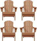 Westin Outdoors Laguna WO Home Furniture Adirondack Chair 4 PC Set Classic Outdoor Patio Folding Chair for Bon Fire Pit Lawn Backyard Beach Plastic Weather-Resistant (Teak) by GreenHaven Gardens