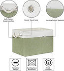 Bidtakay Large Fabric Baskets for Organizing [3-pack] Closet Organizers and Storage Baskets for Gifts Empty Foldable Nursery Baskets for Toy Storage 15 X 11 X 9.5 Inches (White&green) by TinyTreasures Baby Boutique