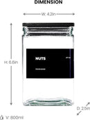27 oz Glass Storage Jars with Bamboo Lid, set of 6, glass canisters with airtight lids, Clear jars with lids for Cookie, Candy, Tea, Coffee Bean and Rice, Black by CozyNest Decor