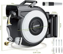 Tuyeho Retractable Garden Hose Reel 100FT, Wall Mount Heavy Duty Water Hose Reels with Automatic Slow Rewind System, Outdoor Hoses Reel with 2 Hose Nozzles for Garden Watering, Car Wash, Pet Shower by GreenHaven Gardens