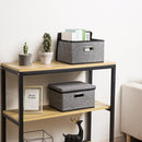 PRANDOM Storage Bins with Lids [3-Pack] Linen Fabric Foldable Storage Boxes Organizer Containers Baskets Cube with Cover for Home Bedroom Closet Office Nursery Grey（11.4X8.6X6.7 by TinyTreasures Baby Boutique