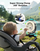 Ausic 3-in-1 Portable Clip on Fan with Misting & LED Lights & Hook, 100ML Baby Stroller Fan, 5200mAh Rechargeable Battery Operated & 360° Rotation & 3 Speeds for Table Outdoor Travel Camp Golf Cart by TinyTreasures Baby Boutique