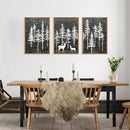 Celestdeco Modern White Forest Framed Canvas Wall Art Set, Minimalist Woodland Art Painting, Retro Tree Landscape Wall Decor, Wildland Deer Artwork for Living Room, Dining Room, Office - 24"x36"x3 by CozyNest Decor