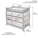 Badger Basket Sleigh Style Baby Changing Table - Diaper Station with 6 Removable Storage Baskets, Safety Rails, Pad, and Belt - Nursery Organizer - Cool Gray by TinyTreasures Baby Boutique