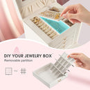5-Layer Jewelry Box with 4 Drawers, Huge Portable Jewelry Organizer with Lock and Mirror for Women, for Necklace Ring Earring Bracelet Storage, Lockable Jewelry Case, White by TinyTreasures Baby Boutique