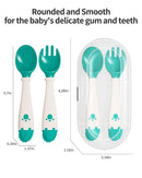 Deejoy Toddler Utensils with Travel Safe Case, Silicone Baby Spoons and Fork Set for Self Feeding, Toddlers Feeding Training Spoon, Easy Grip Heat-Resistant, Bendable Function (2 Sets, Green&Pink) by TinyTreasures Baby Boutique