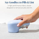 Nori Trim Fabric Shaver - Lint Remover for Clothes & Furniture Couch Pilling - Sweater Pill Remover - Clothes Shaver with 6 Precision Blades - Wireless and Rechargeable - Blue by CozyNest Decor