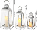 TRIROCKS Set of 3 Stainless Steel Candle Lanterns 20.5''&16''&12''H Decorative Candle Holders with Tempered Glass for Indoor Outdoor Porch Parities and Wedding(Silver) by CozyNest Decor