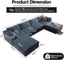 157.5" Cloud Couch Oversized Modular Sectional Sofa for Living Room,Modern Sofa with Deep Seat，U-Shape Boneless Couch with 2 Ottoman,Comfy Upholstered Couches for Apartment, Studio, Office,Blue by CozyNest Decor