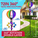 Solar Wind Spinner Outdoor - Hot Air Balloon Wind Spinners, Metal Garden Decor with LED Lights, 360° Rotating Waterproof Yard Decorations, Solar Powered for Day & Night, Lawn & Patio Windmill by CozyNest Decor