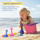 Sand Castle Building Kit, Beach Toys, Beach Bucket, Set of 4 Sand Castle Molds for Kids, Gift Toy for Ages 1 2 3 4 5 6 7 8 9, Older Kids and Toddlers, Sandcastle Building Kit Pail for Kids by TinyTreasures Baby Boutique